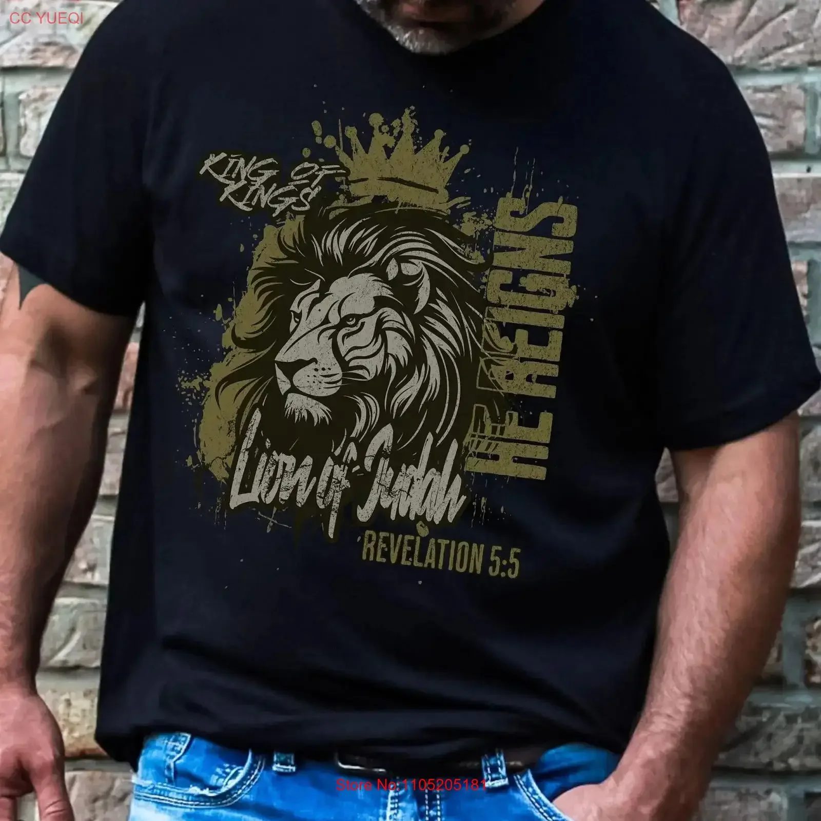 Bible Verse T Shirt Lion of Judah Christian for men apparel Religious Faith Mens Jesus tee vintage Washed Versatile Breathable
