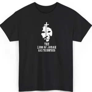 The Lion of Judah Has Triumphed T Shirt Christian Faith Religious Apparel Inspirational Bible Verse for Believers