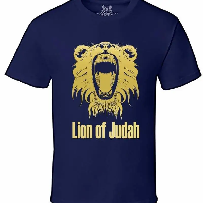 Men's Gold Foil Lion of Judah Christian Jesus God Bible Cotton T Shirt